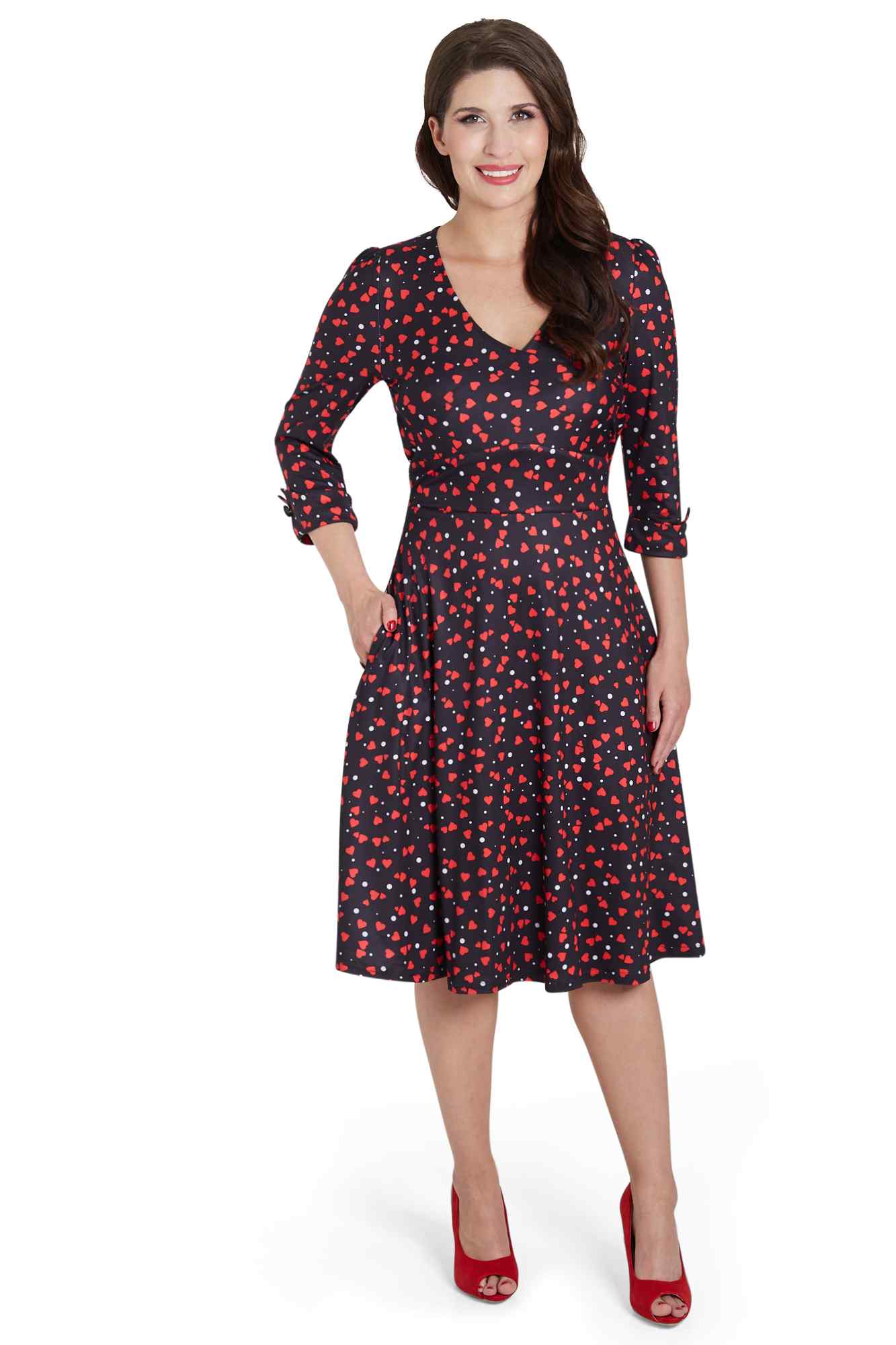 Katherine Black Heart Long Sleeved Dress