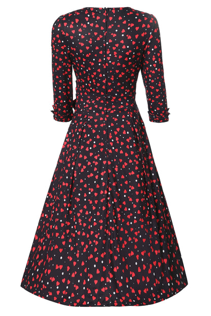 Katherine Black Heart Long Sleeved Dress