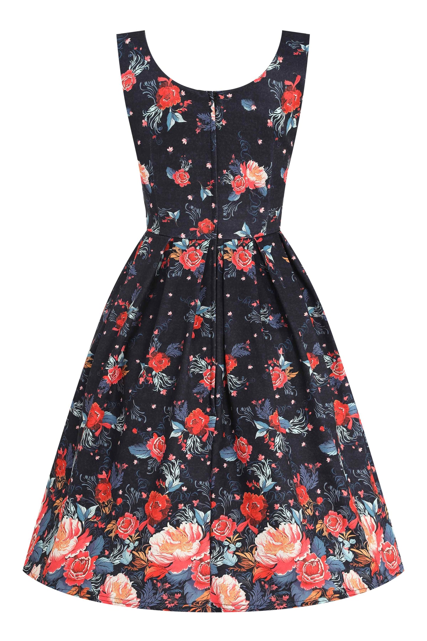 Amanda Black Tapestry Floral Swing Dress