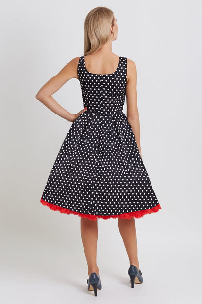 Amanda Black & White Polka Dot Swing Dress