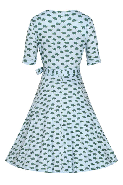 Matilda Blue Sea Turtle Wrap Dress