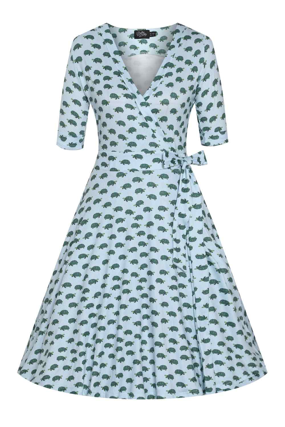Matilda Blue Sea Turtle Wrap Dress