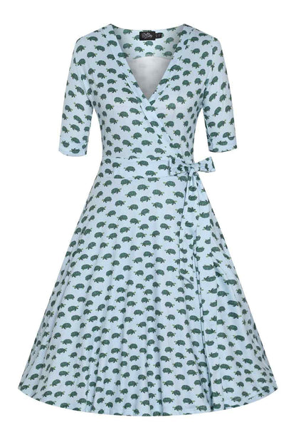 Matilda Blue Sea Turtle Wrap Dress