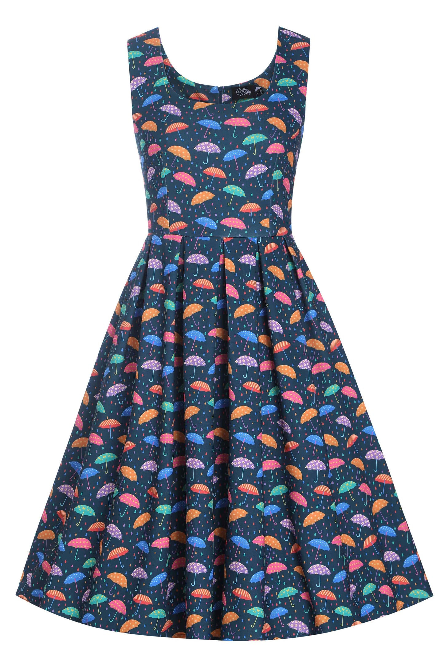 Amanda Blue Umbrella Print Swing Dress