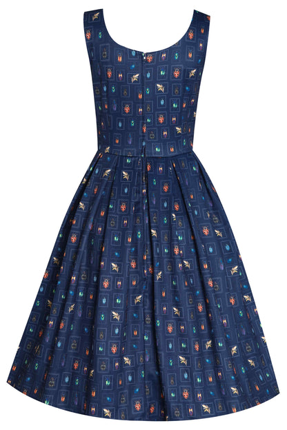 Amanda Navy Blue Bug Swing Dress
