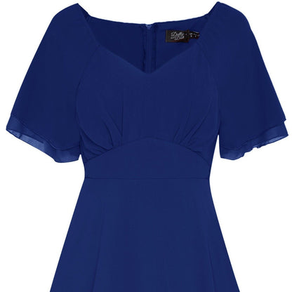 Meredith Comfortable Flattering Floaty Chiffon Dress in Royal Blue