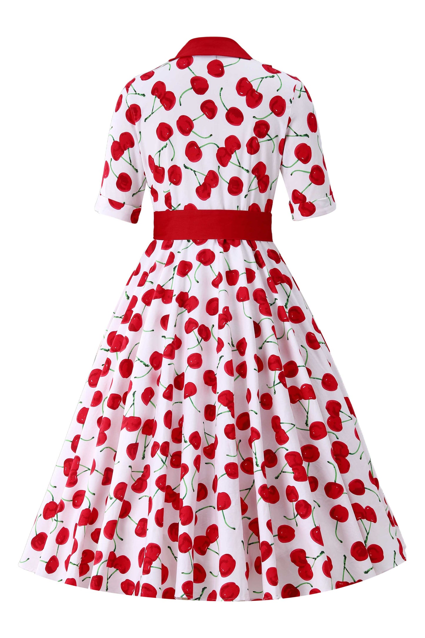 Mollie Cherry Full Circle Shirt Dress In White