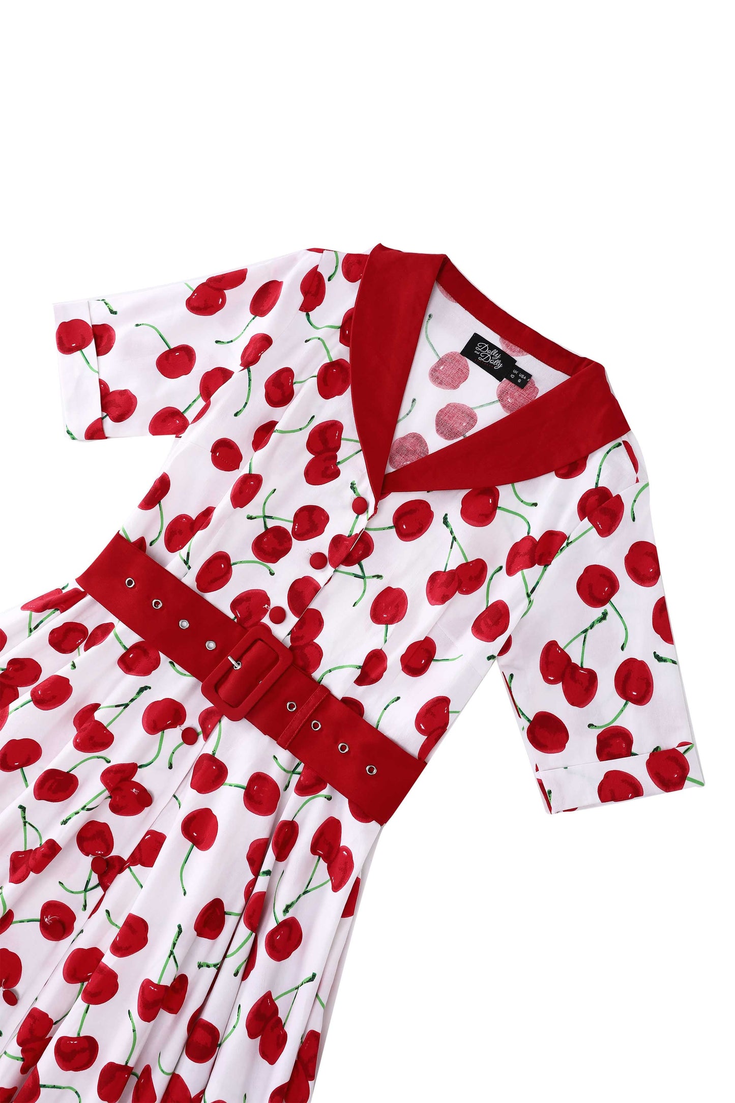 Mollie Cherry Full Circle Shirt Dress In White