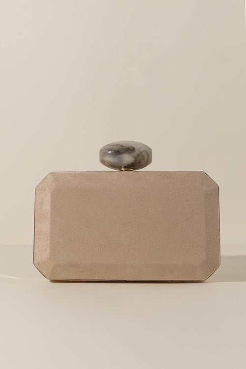 Clutch Box Hueso Isabella Camel · Rivera ·