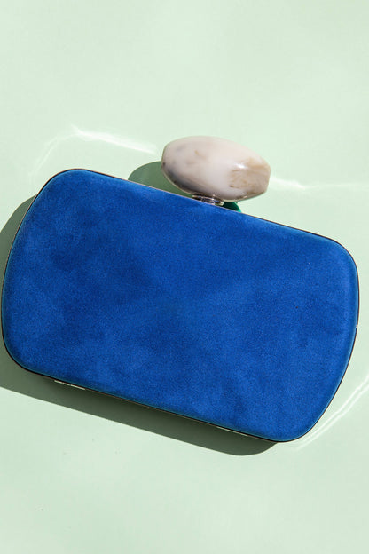Clutch Box Hueso Suede Azulon · Pretty in Pink ·