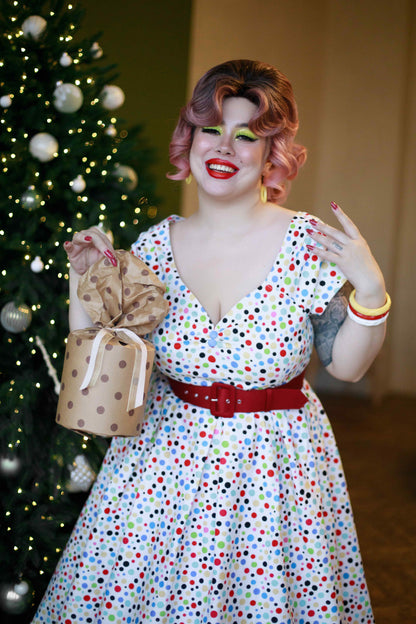Lily Colourful Polka Dot Off Shoulder Dress