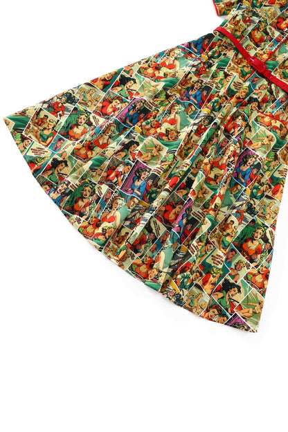 Mabel Comic Book Midi Shirt Dress