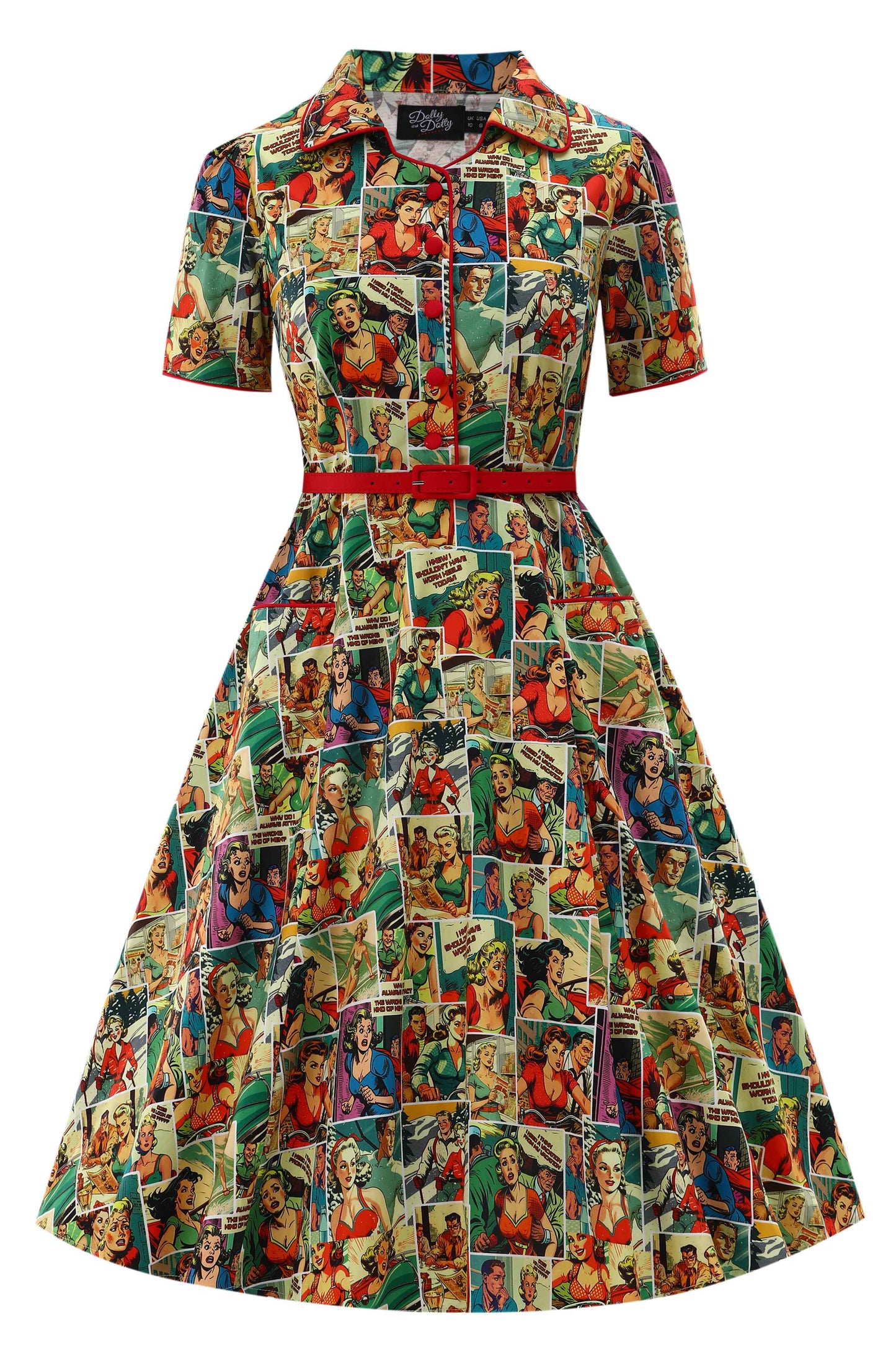 Mabel Comic Book Midi Shirt Dress