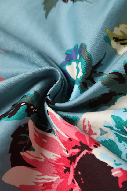 May Crossover Bust Blue Floral Dress