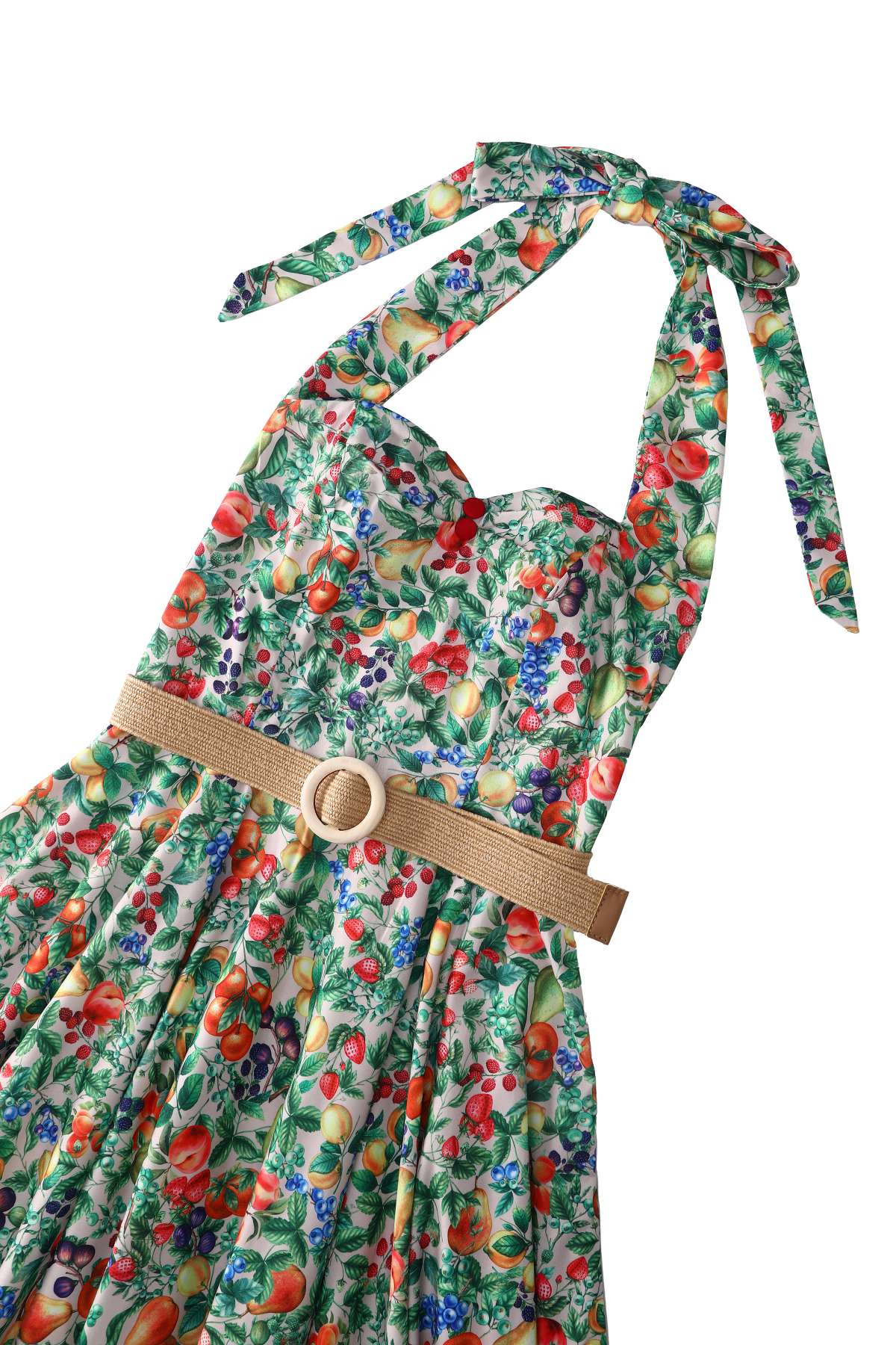 Daisy Mediterranean Fruit Halter Dress