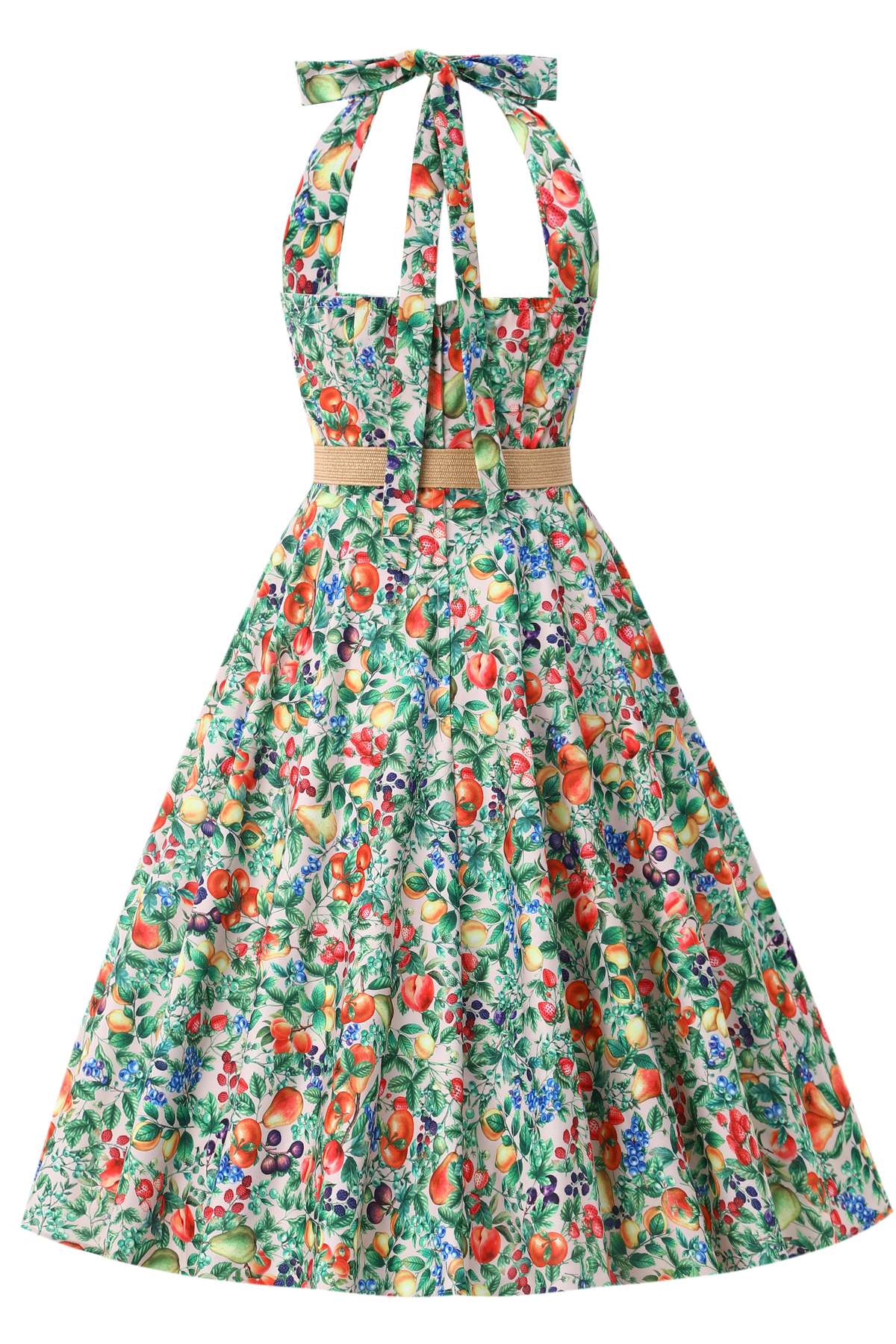 Daisy Mediterranean Fruit Halter Dress