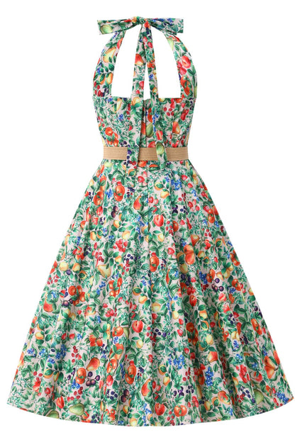 Daisy Mediterranean Fruit Halter Dress