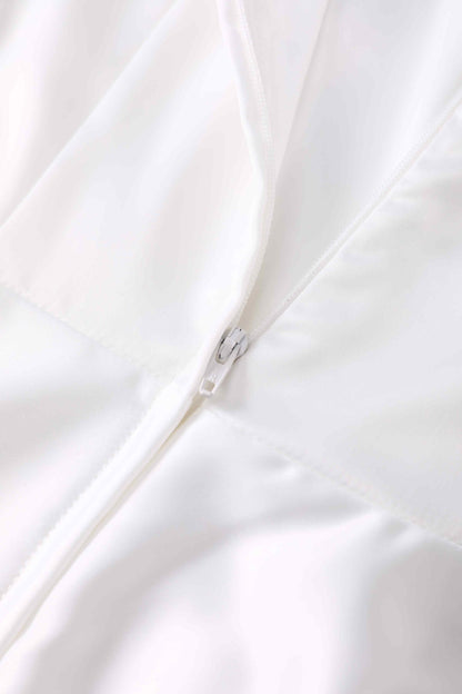 Daisy White Satin Halter Dress