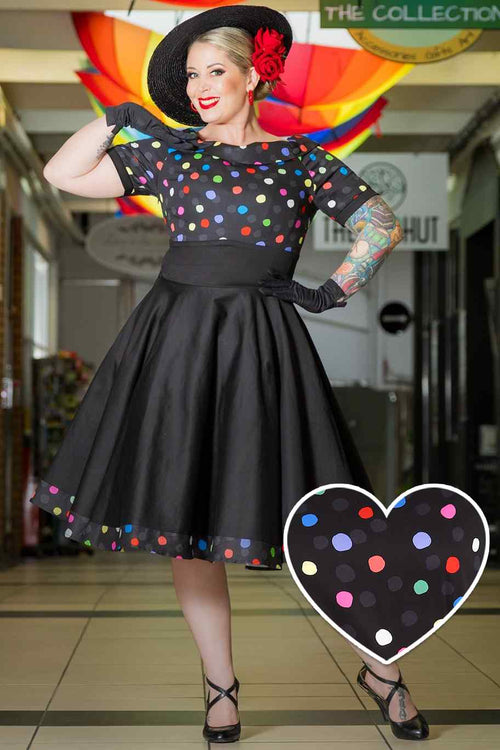 Darlene Multicolour Polka Dot Black Circle Dress