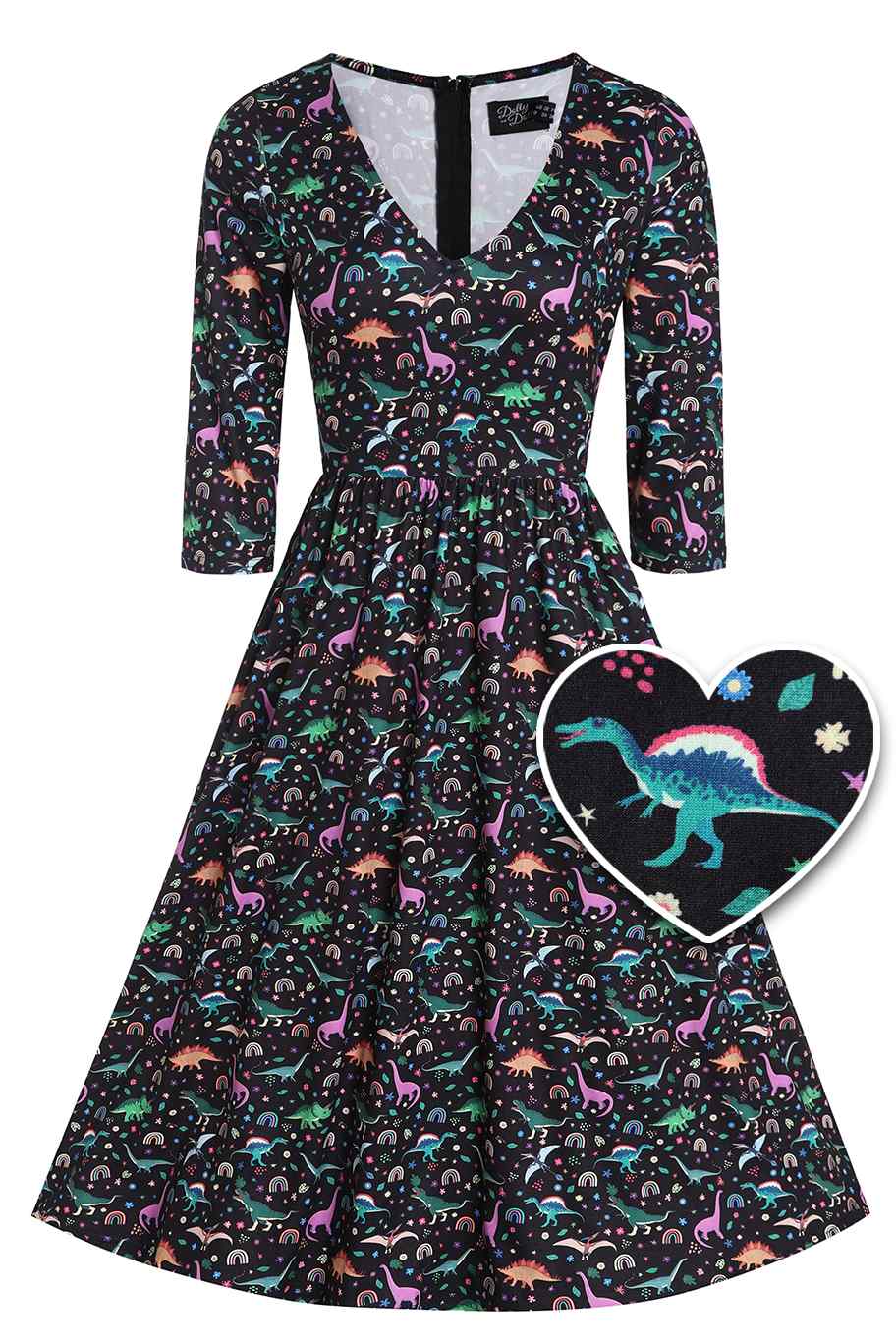Billie Dinosaur & Rainbow Long Sleeved Dress