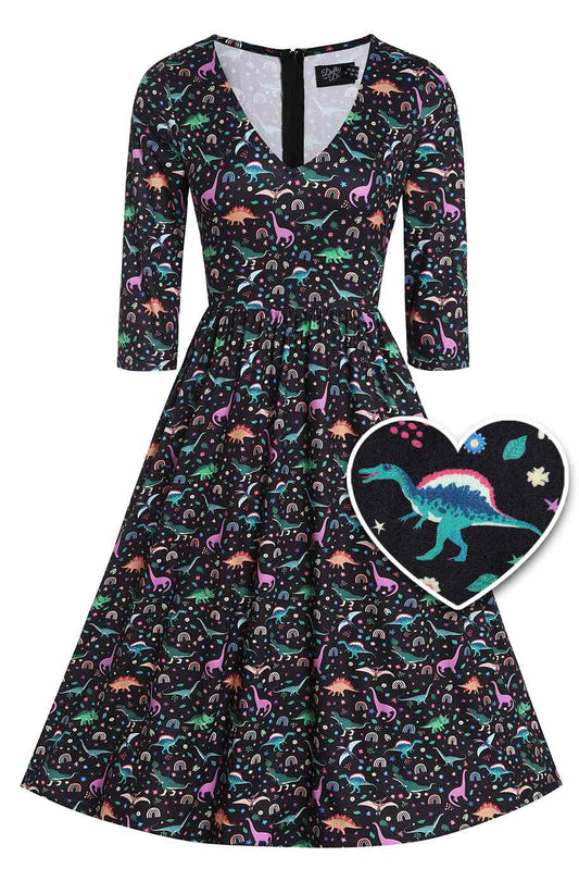 Billie Dinosaur & Rainbow Long Sleeved Dress