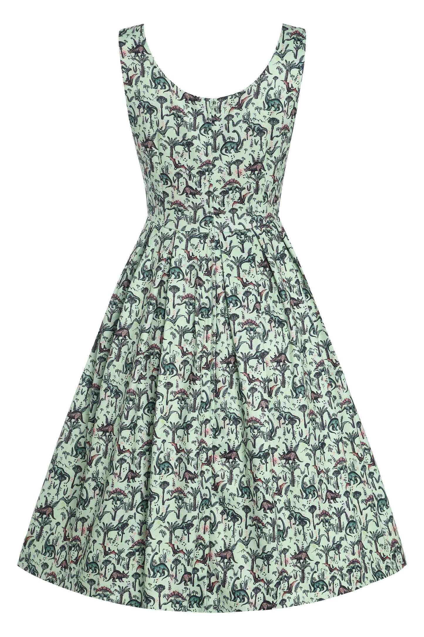 Amanda Dinosaur Green Flared Dress