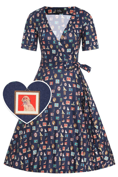 Matilda Dog Picture Frame Wrap Dress