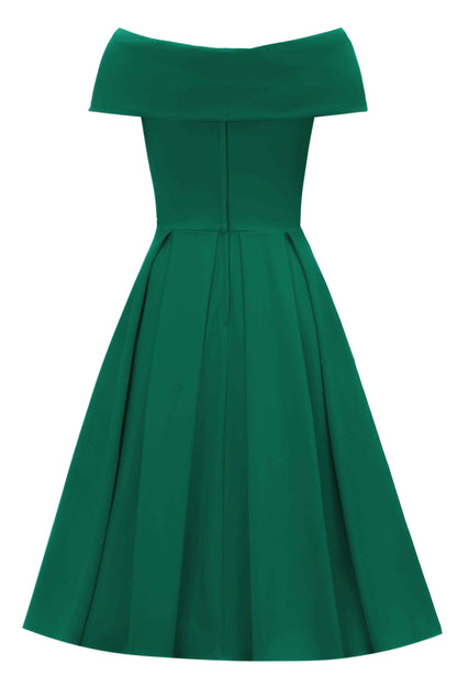 Beverly Emerald Green Off Shoulder Dress