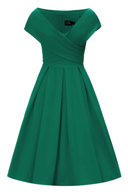 Beverly Emerald Green Off Shoulder Dress