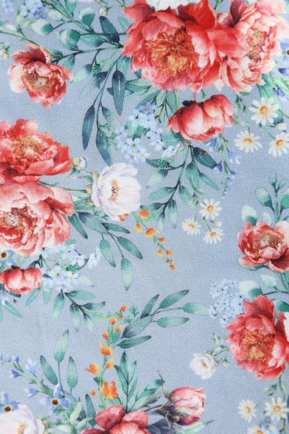 Darlene Blue Floral Off Shoulder Dress