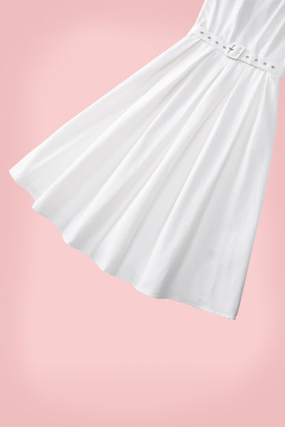Helen White Cotton Midi Dress