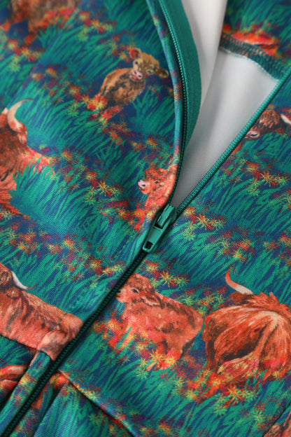 Amanda Green Highland Cattle Swing Dress