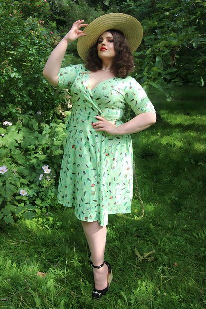 Matilda Green Mint Bug Wrap Dress