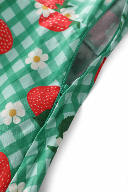 Mabel Strawberry Gingham Midi Shirt Dress