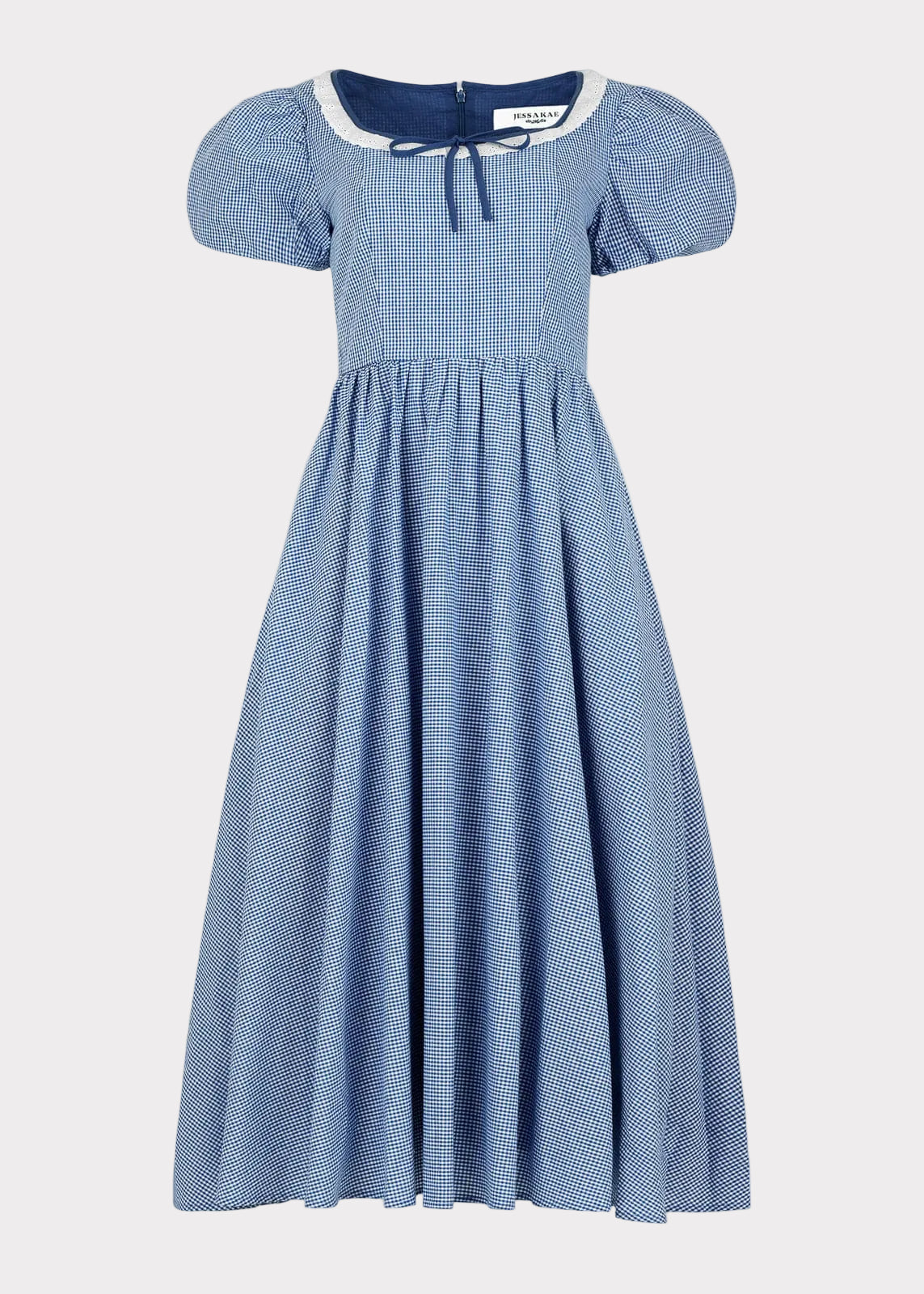 Giselle Micro Gingham Print Dress - Blue