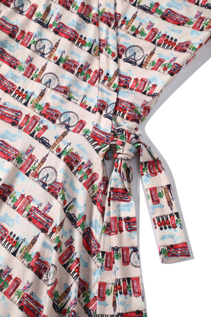 Matilda London Print Wrap Dress in White/Red