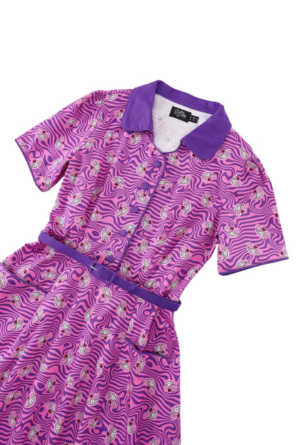 Mabel Cheshire Cat Smile Midi Shirt Dress