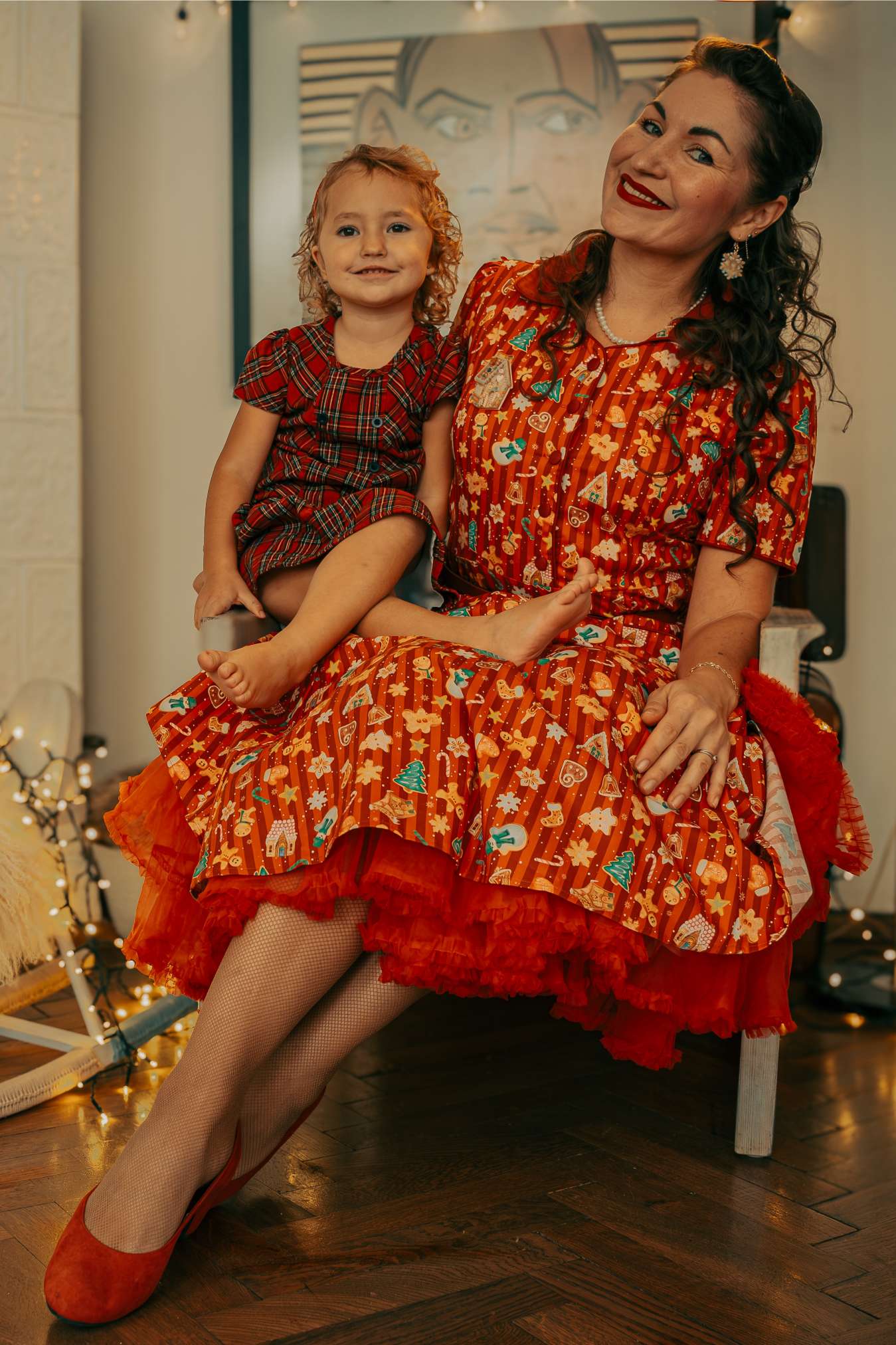 Mabel Red Christmas Gingerbread Cookie Shirt Dress