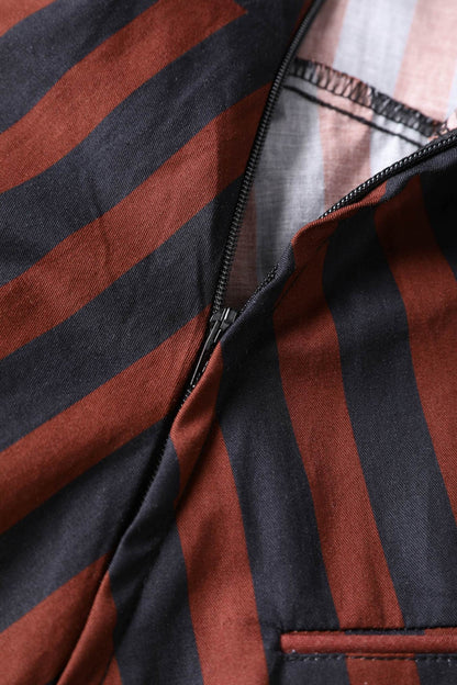 Mabel Rockabilly Striped Shirt Dress In Burgundy