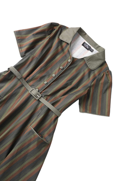 Mabel Striped Shirt Dress In Green