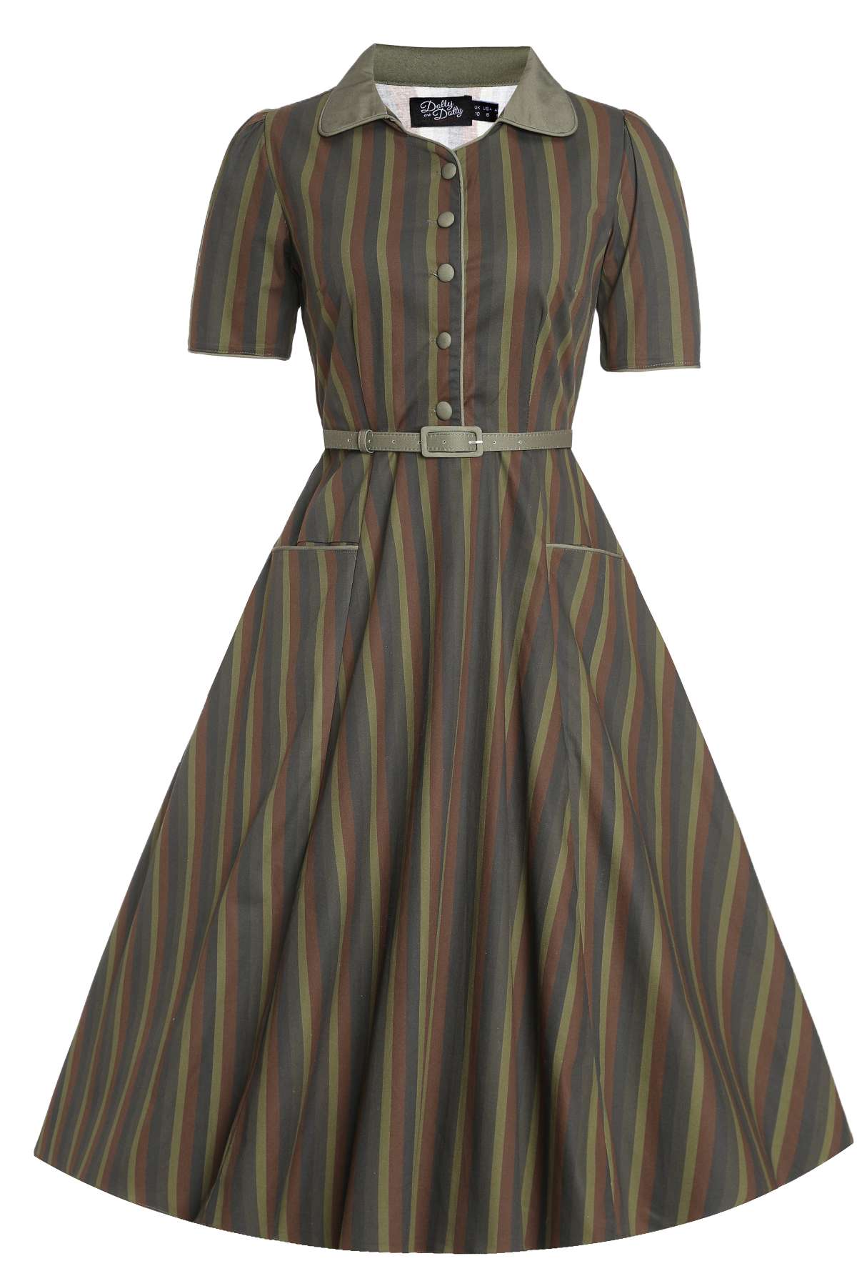 Mabel Striped Shirt Dress In Green