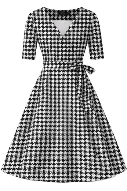 Matilda Houndstooth Wrap Dress