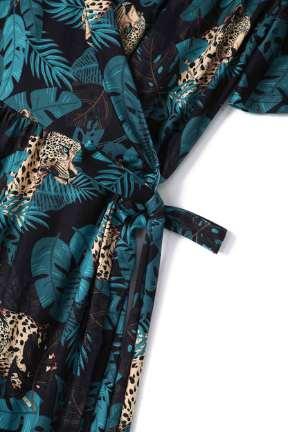 Isla Maxi Wrap Dress In Cheetah Jungle Print