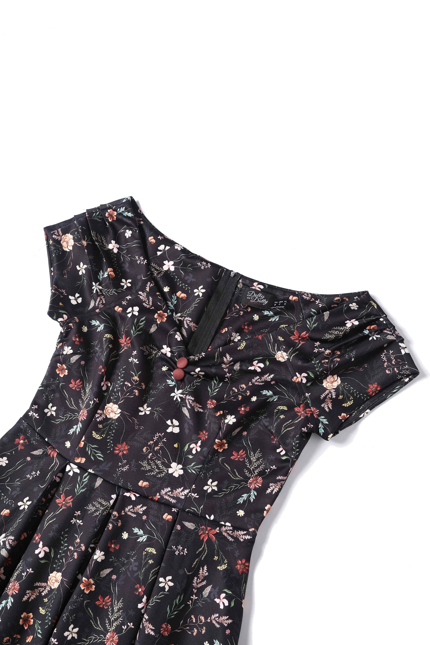 Lily Meadow Floral Black Off Shoulder Dress