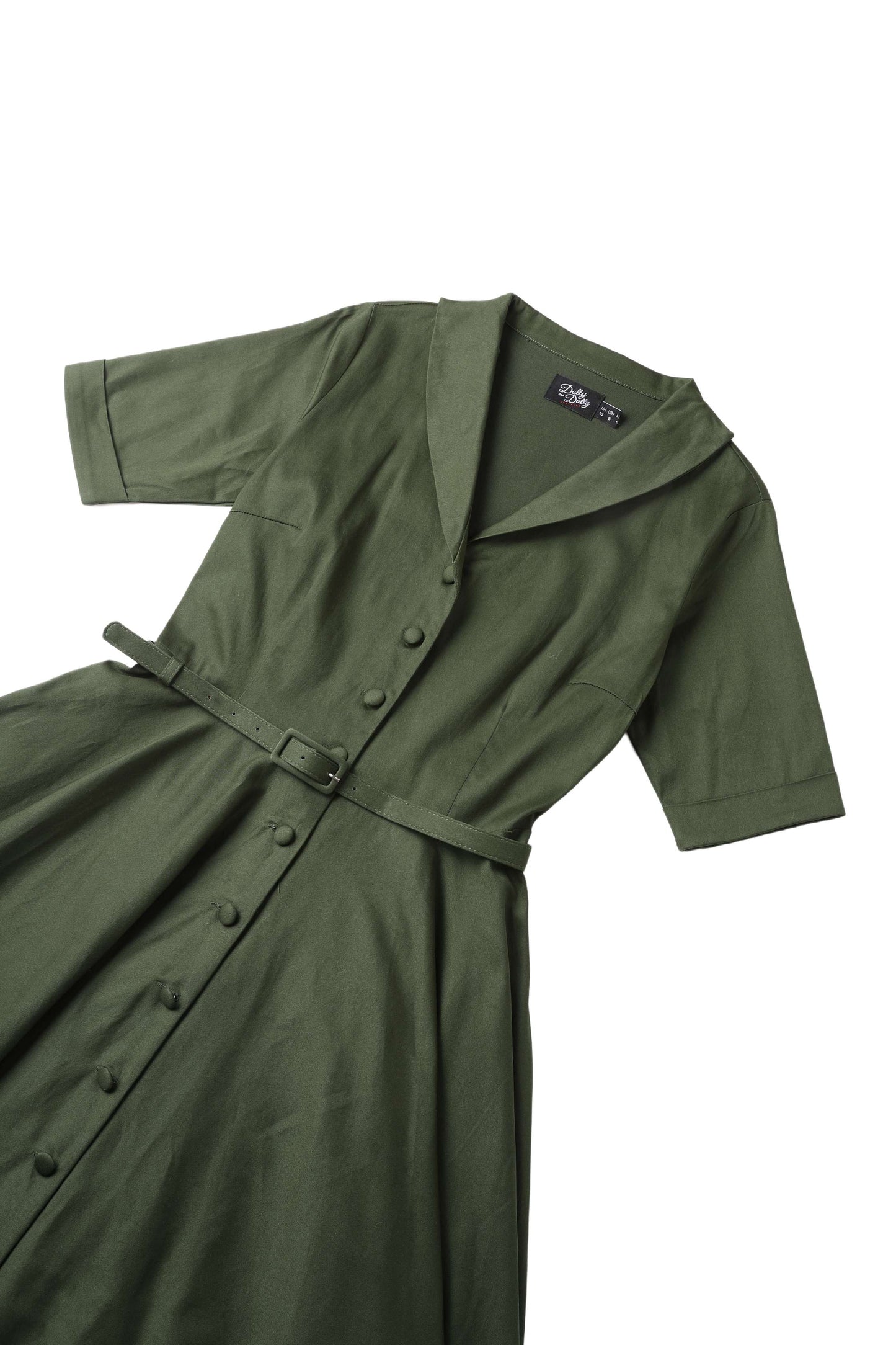 Mollie Army Green Full Circle Shirt Dress