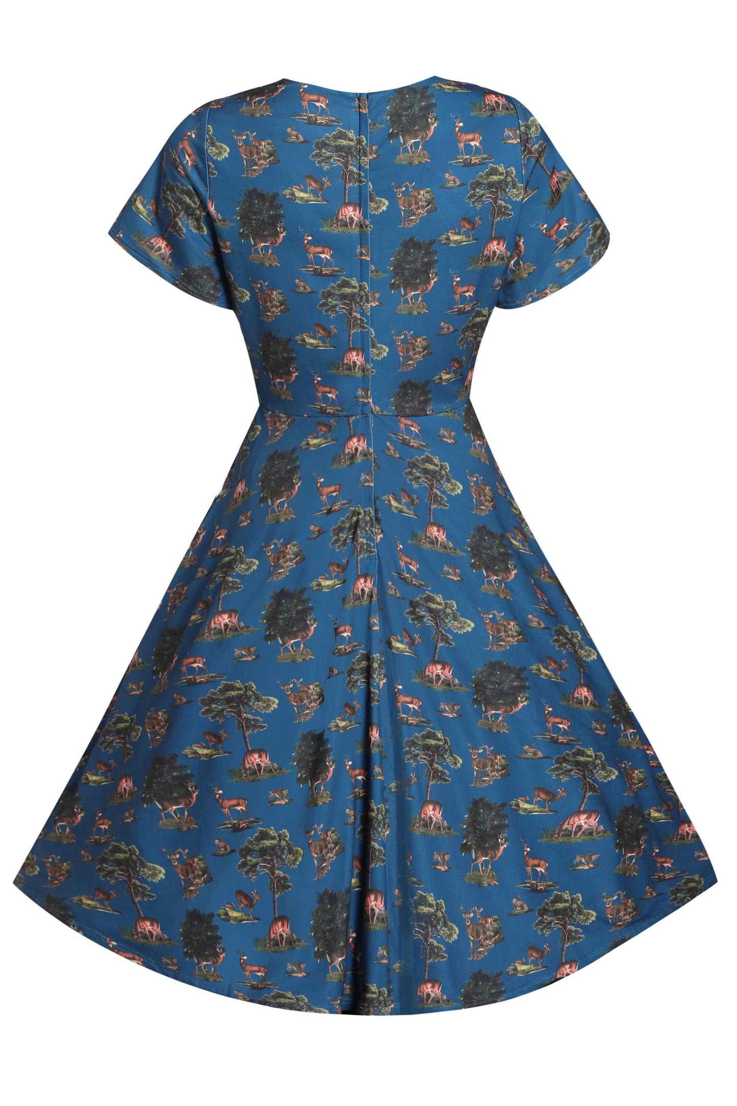 Palma Navy Deer Short Sleeved Dress