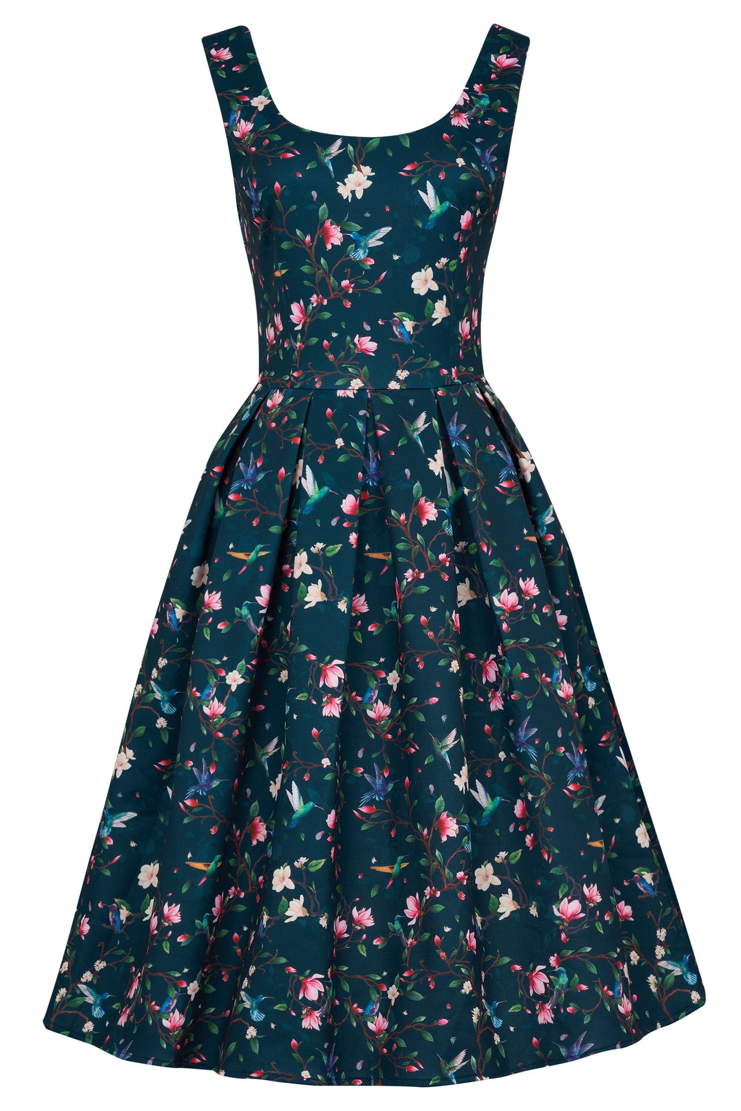 Amanda Navy Hummingbird Swing Dress