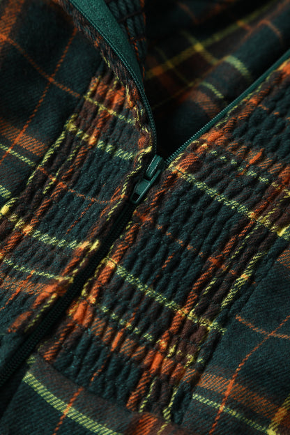Lily Off Shoulder Green Tartan Check Circle Dress