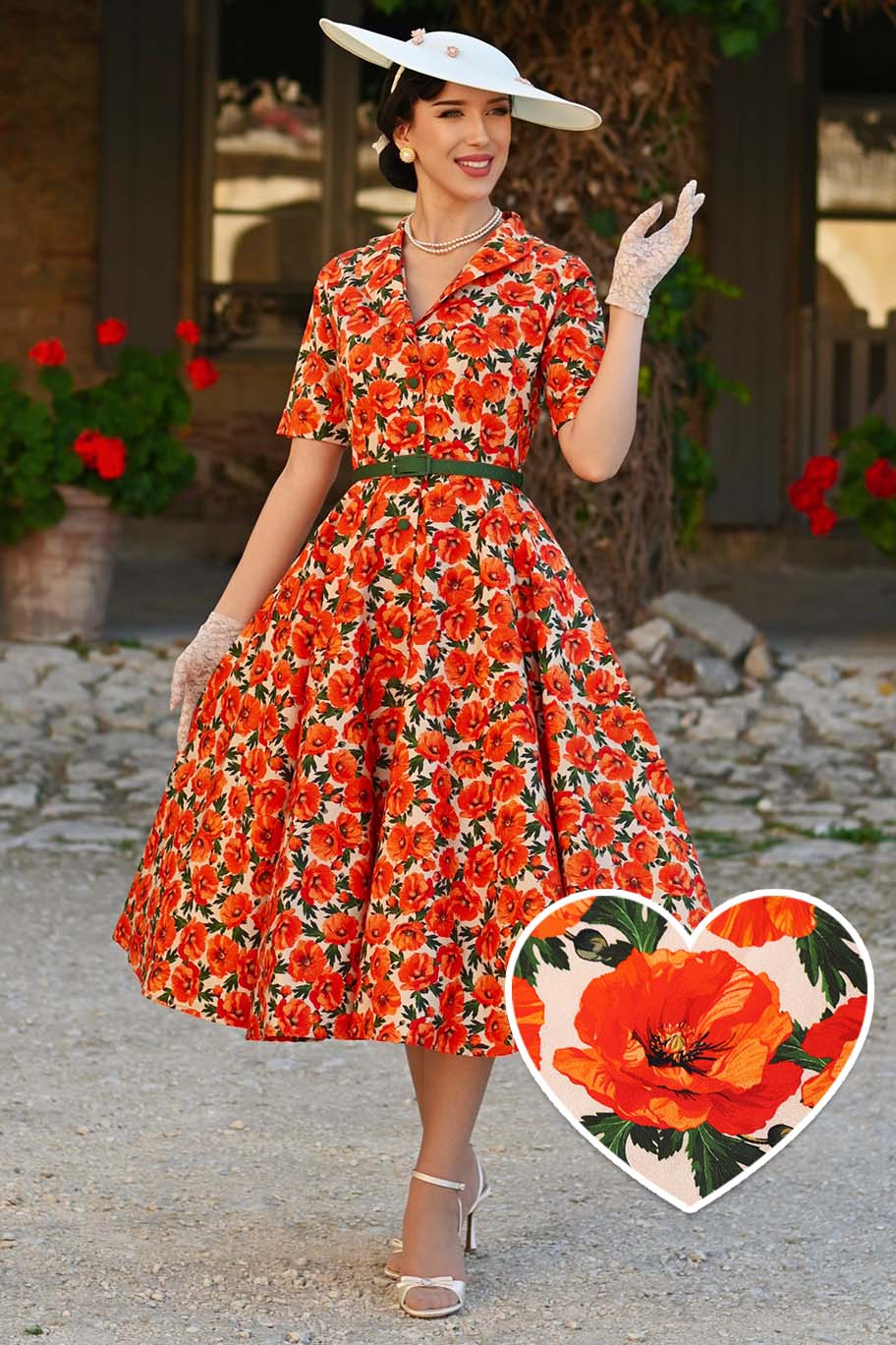 Mollie Orange Poppy Full Circle Shirt Dress