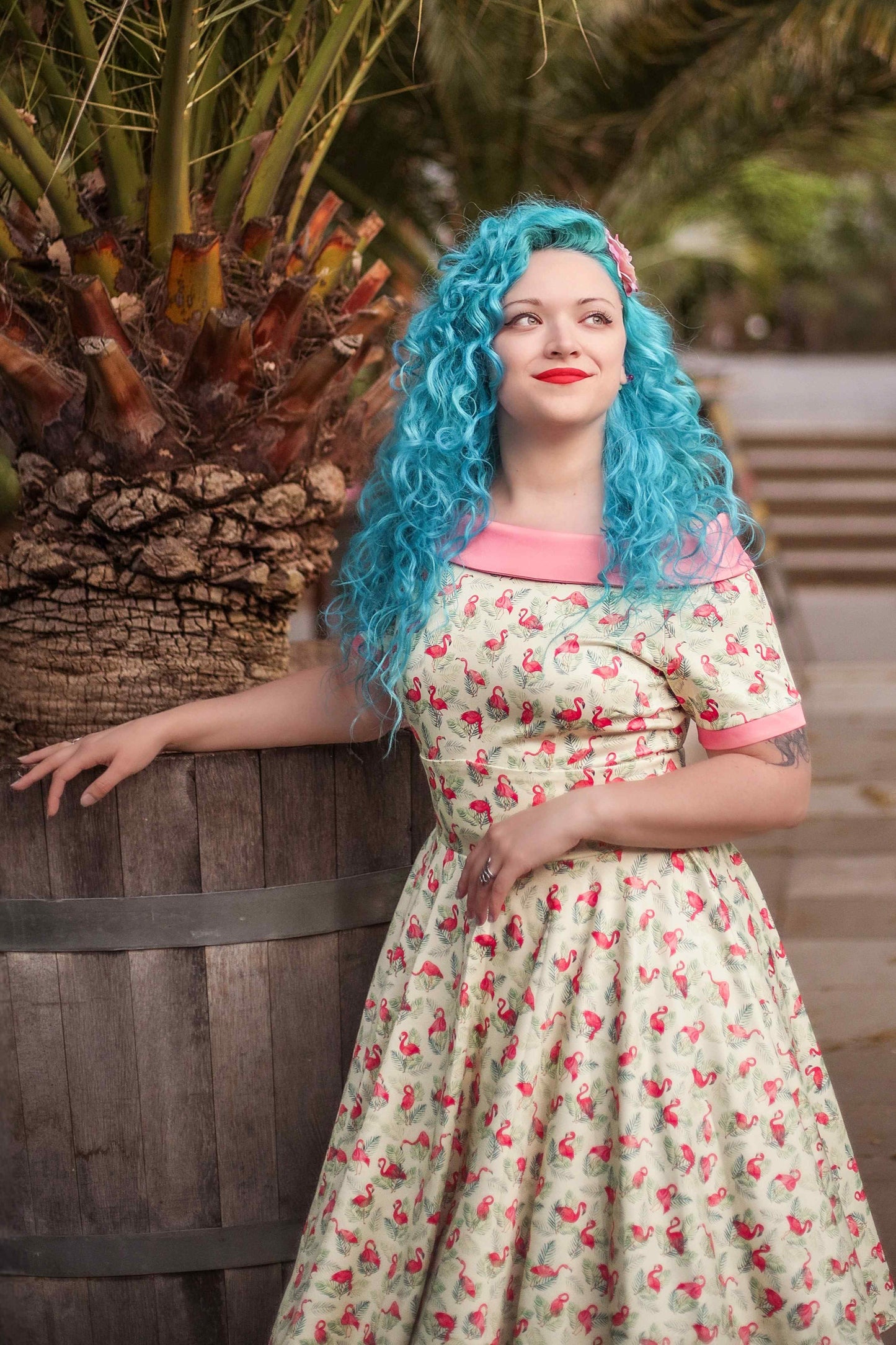 Darlene Pink Flamingo Off Shoulder Dress